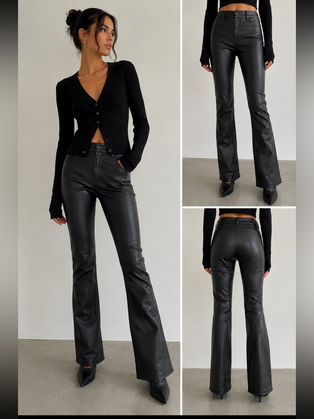 Wilfred Aritzia Faux Leather Flare Pants Black 00